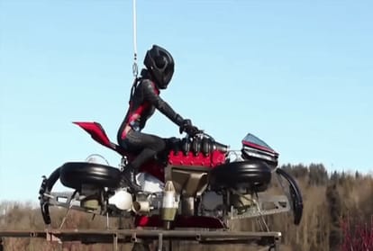 France based company Lazareth  made a flying motorcycle, see the video
