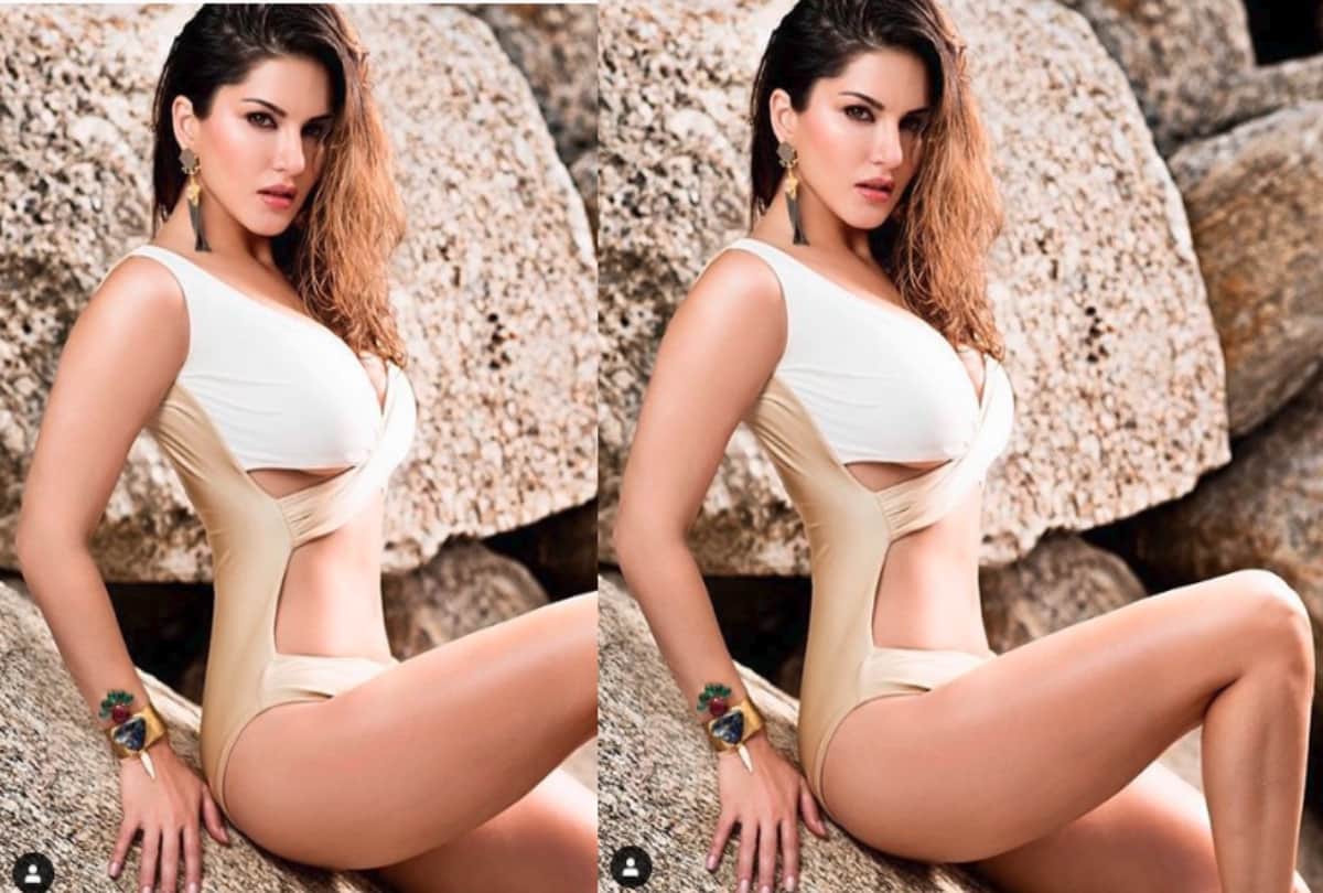 Sunny Leone Looks sizzling hot in white and gold monokini for Dabboo Ratnani Glamorous Photoshoot