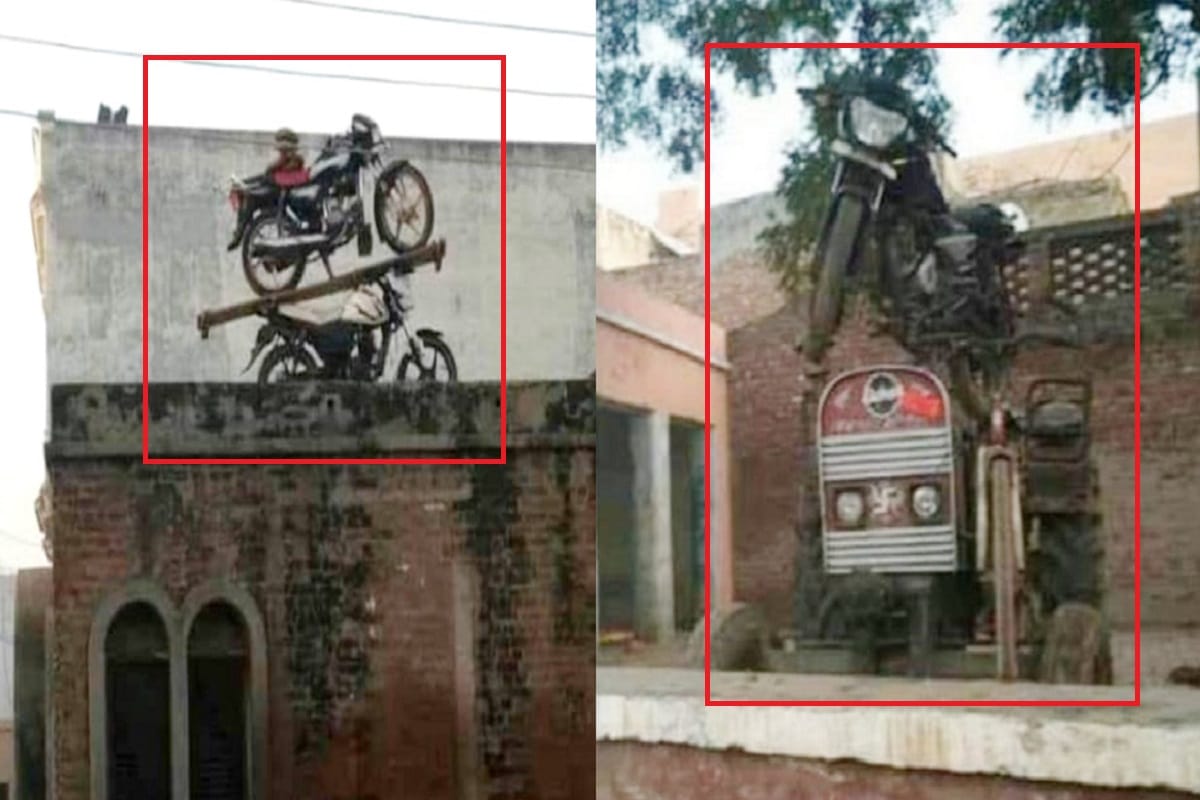 Holi: People in Baghpat park their cars, bikes and cycles on roofs on Holi festival