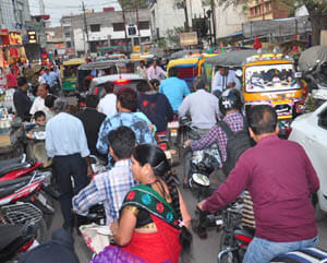 big taffic jam in city