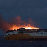 italian Container ship sunk in atlantic sea with 2000 luxury cars off the coast of France
