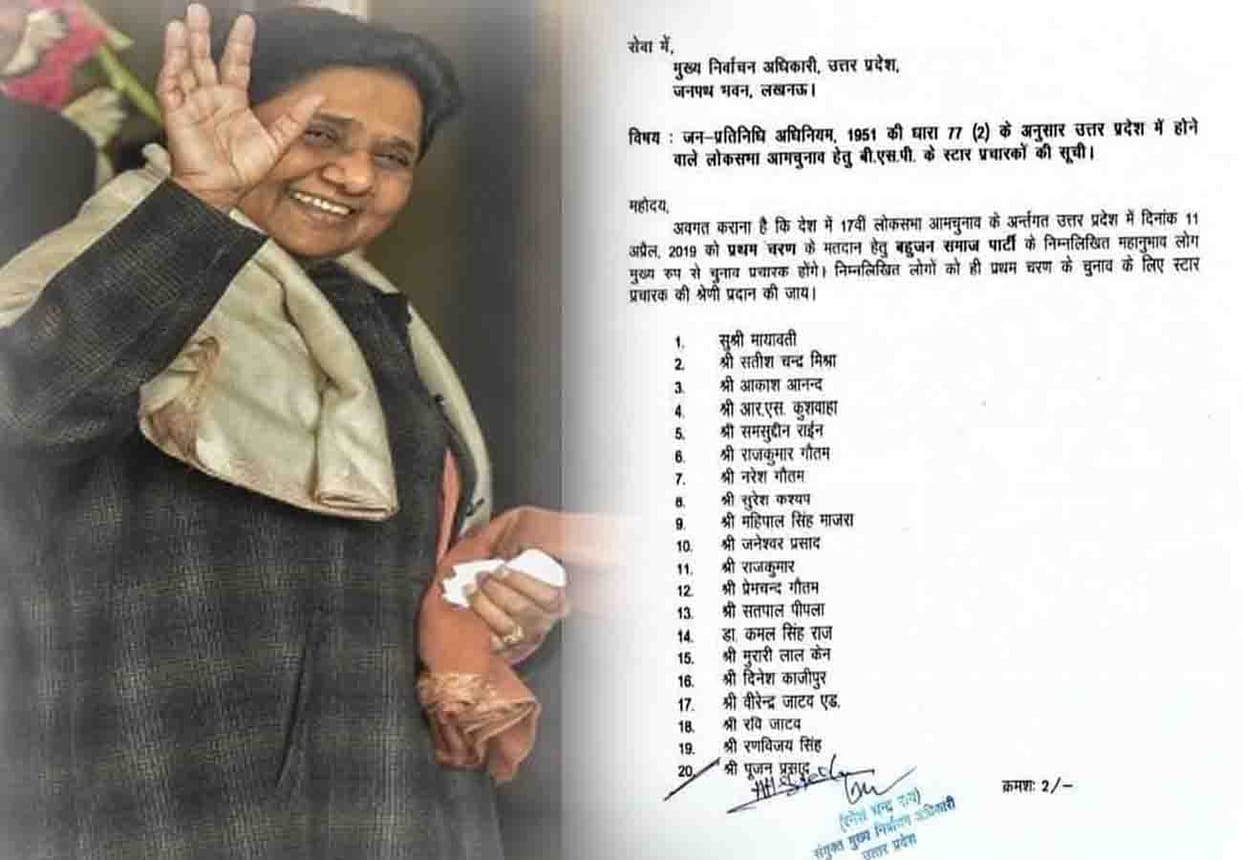 BSP releases list of star pracharak, lok sabha election 2019