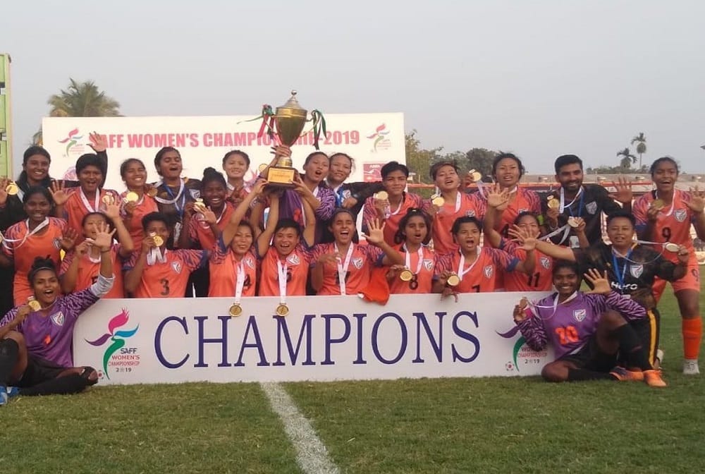 indian women football team wins saff cup title