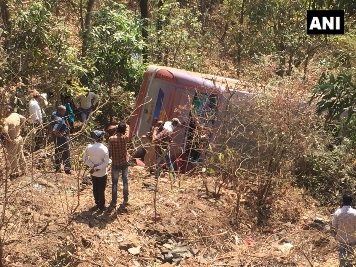 three killed and 54 injured after a bus overturned and fell into deep gorge