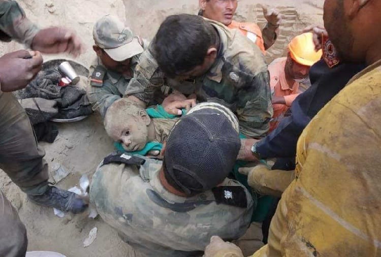 18 month old nadeem Rescued from 60 feet deep borewell in hisar of haryana