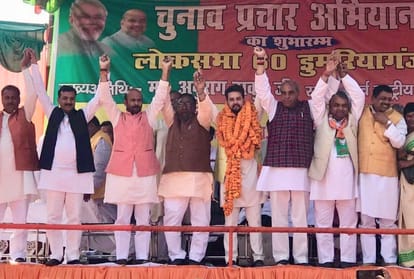 lok sabha election 2019 Anurag thakur campaigning for Jagdambika Pal in Uttar Pradesh