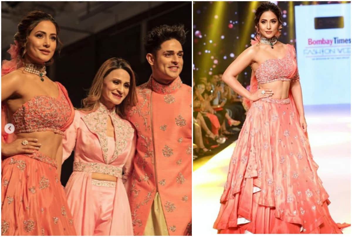 Hina Khan Priyank Sharma ramp walk for Sonali Jain at Bombay Times Fashion Week 2019