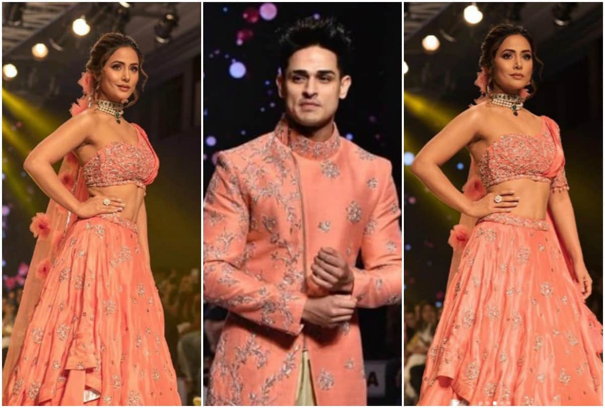 Hina Khan Priyank Sharma ramp walk for Sonali Jain at Bombay Times Fashion Week 2019