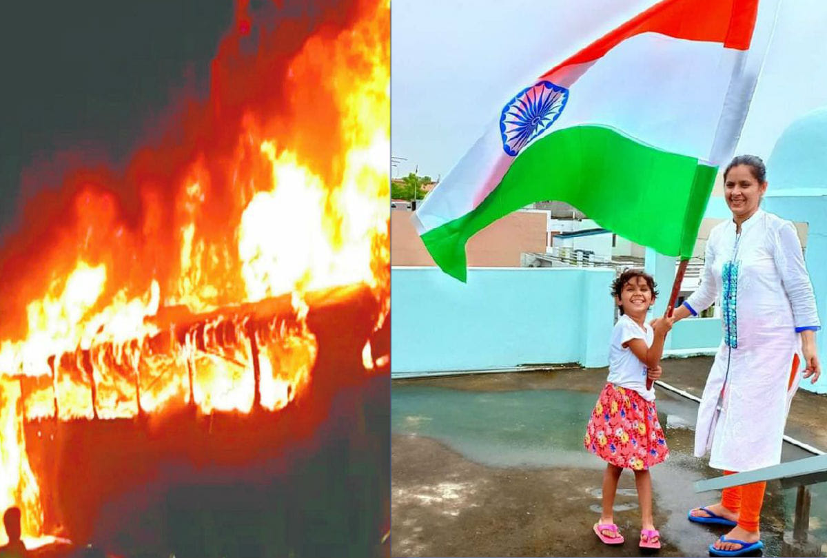 mother daughter fight for life in burning bus on agra lucknow expressway