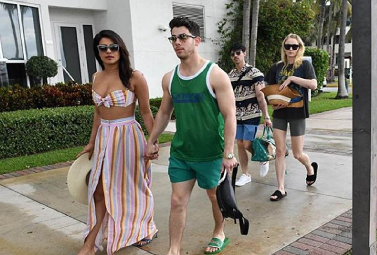 Priyanka Chopra Nick Jonas jet skiing to crazy dance Miami vacation pictures video viral