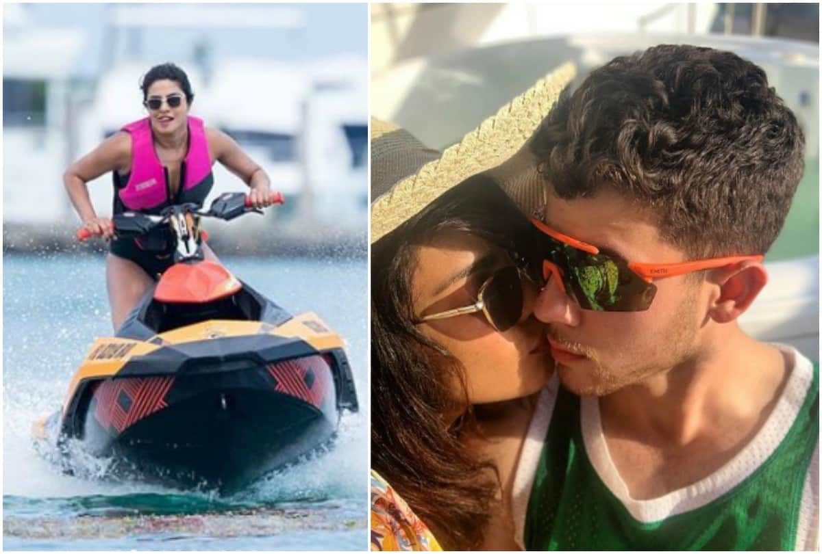 Priyanka Chopra Nick Jonas jet skiing to crazy dance Miami vacation pictures video viral