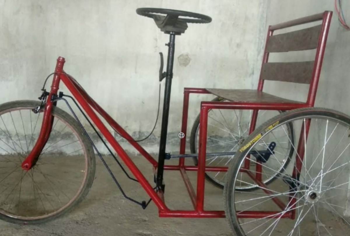 B.Tech students developed handicap steering tricycle