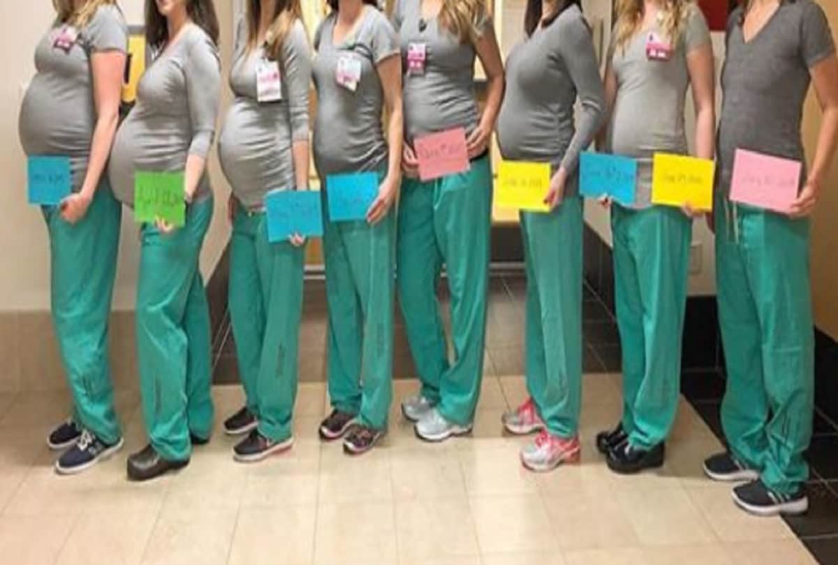 9 labor unit nurses got pregnant at the same time Maine Medical Center in united states