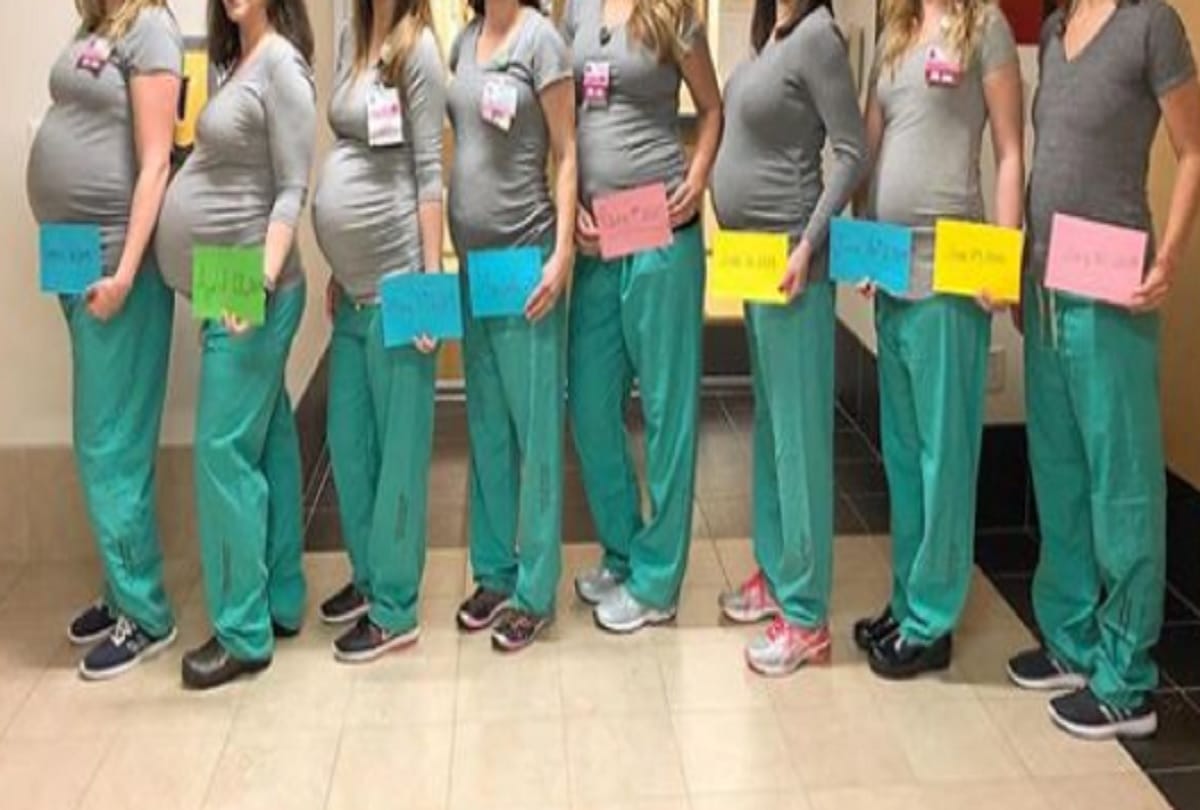 9 labor unit nurses got pregnant at the same time Maine Medical Center in united states