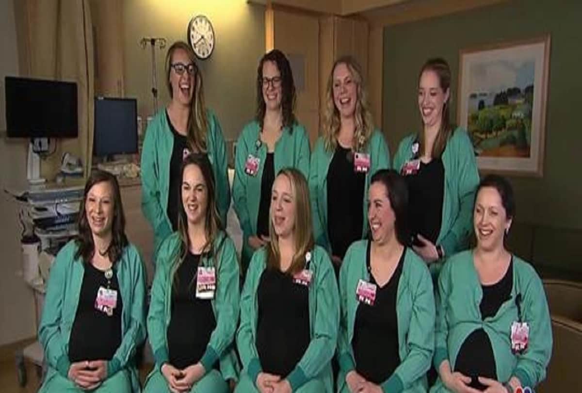 9 labor unit nurses got pregnant at the same time Maine Medical Center in united states