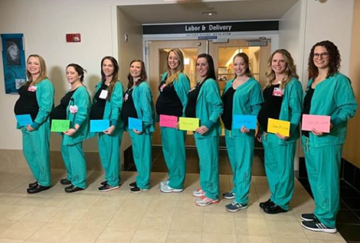 9 labor unit nurses got pregnant at the same time Maine Medical Center in united states