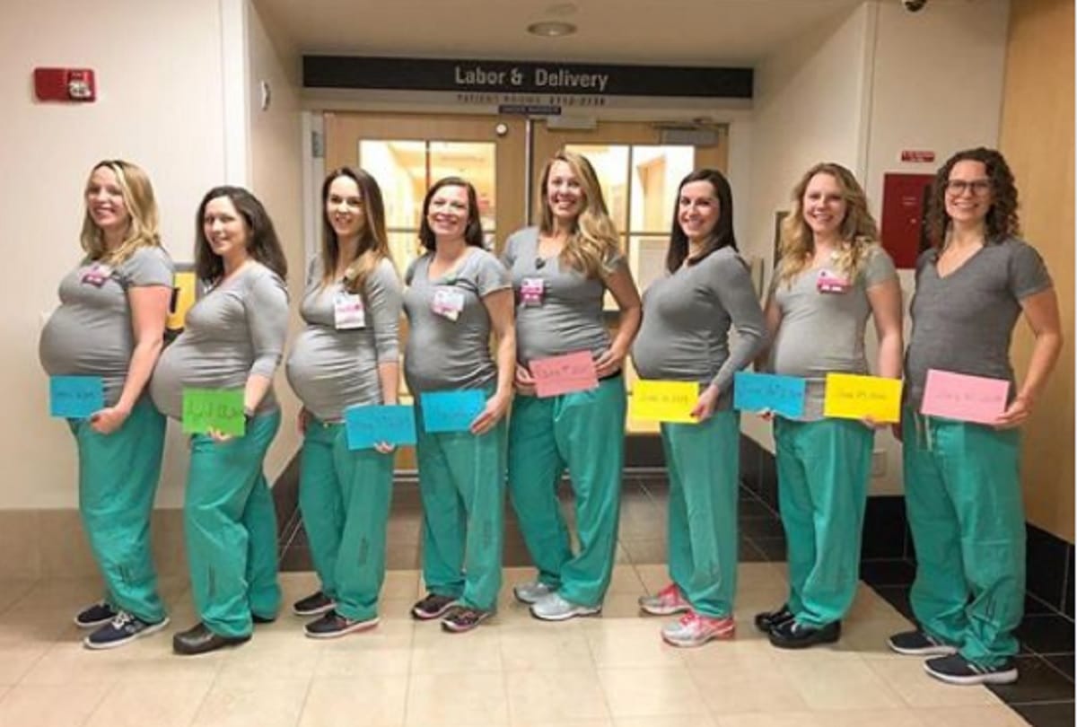 9 labor unit nurses got pregnant at the same time Maine Medical Center in united states