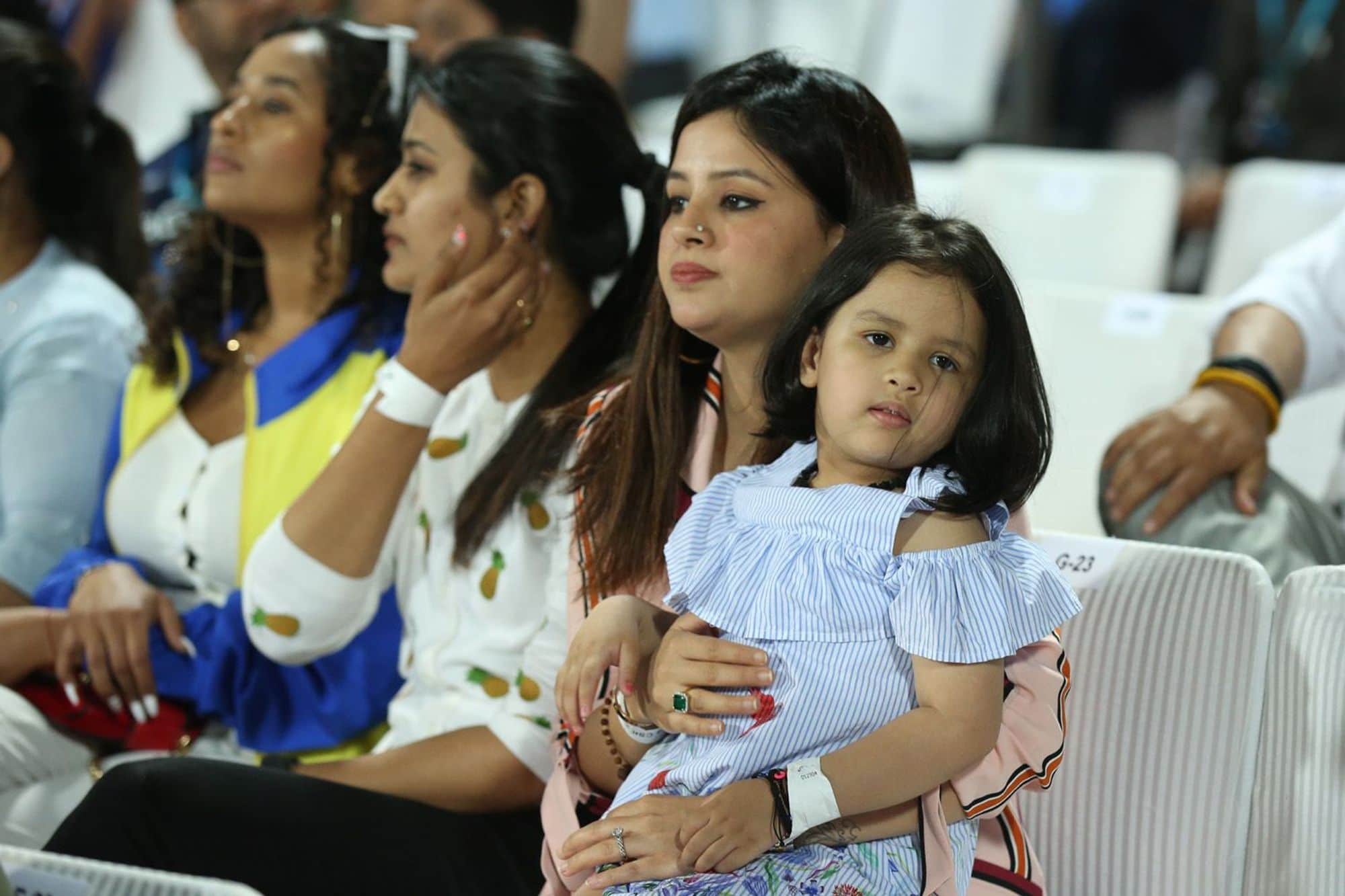 Ziva cheers for daddy MS Dhoni during DC vs CSK match at Feroz Shah Kotla