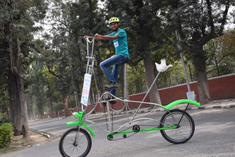Chandigarh's Man give message to save environment by unique cycle