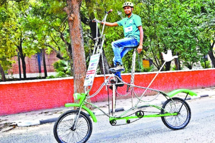 Chandigarh's Man give message to save environment by unique cycle