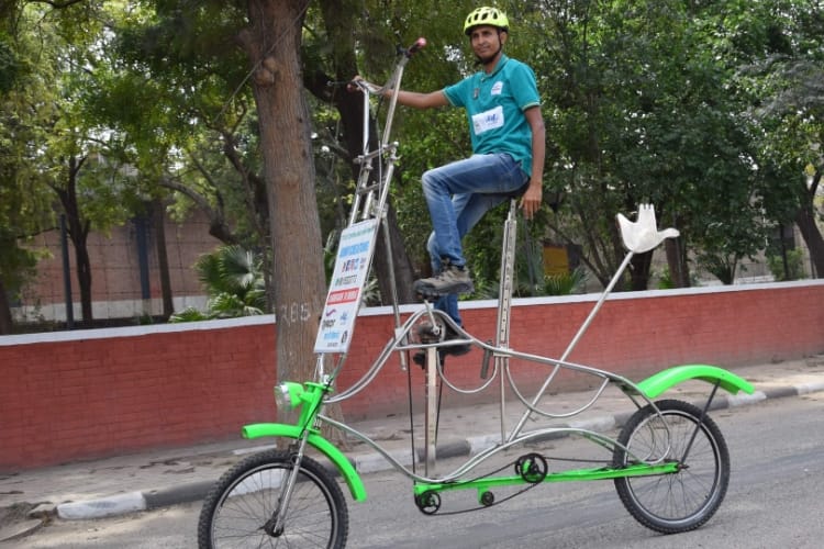 Chandigarh's Man give message to save environment by unique cycle