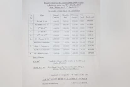 private schools fee rate card in himachal pradesh