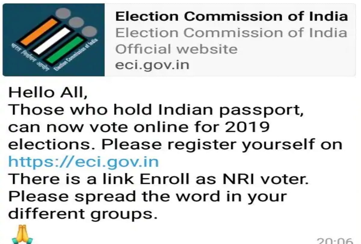 lok sabha elections 2019 fact check of viral message that nri can vote online by indian passport