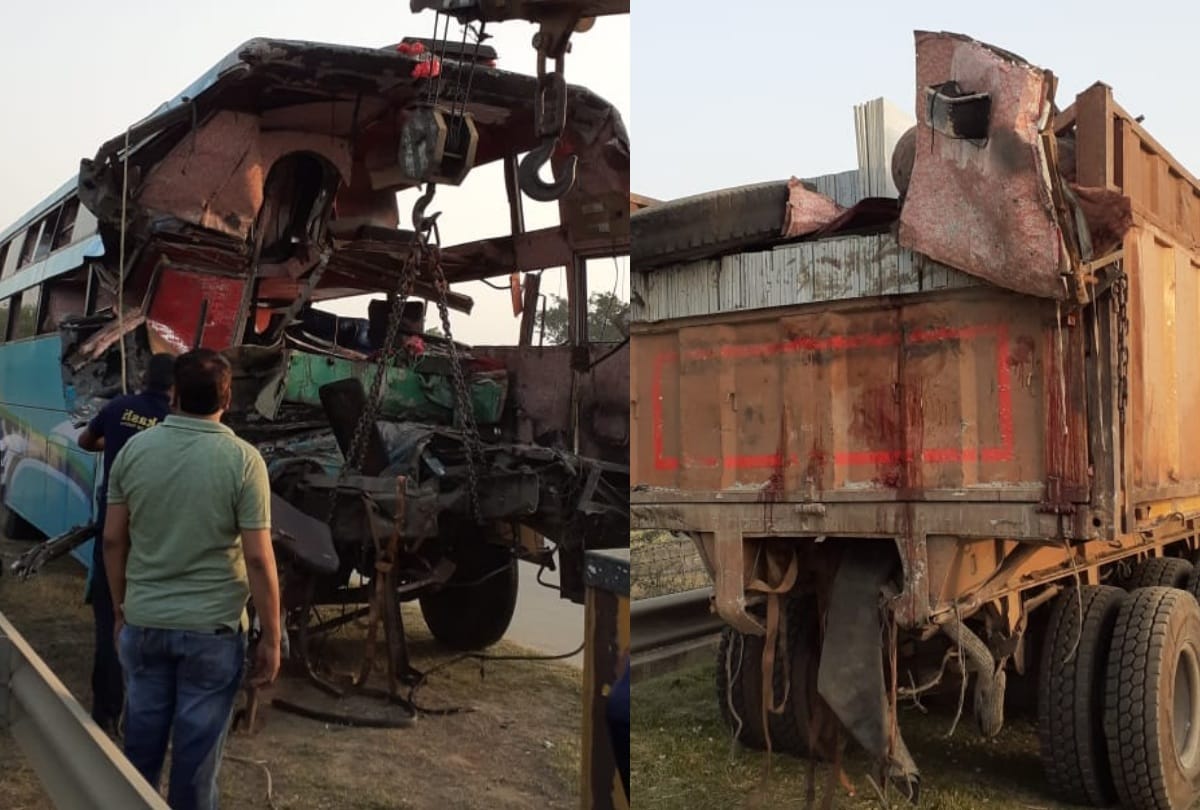 Accident on yamuna expressway bus rams into standing truck 8 dead more than 20 injure see photos