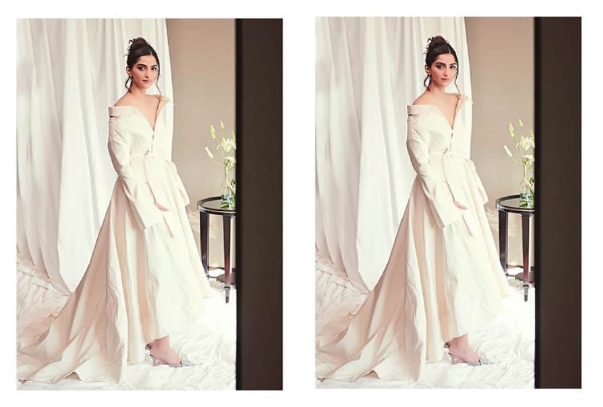 sonam kapoor grab everyones attention with shirt style gown