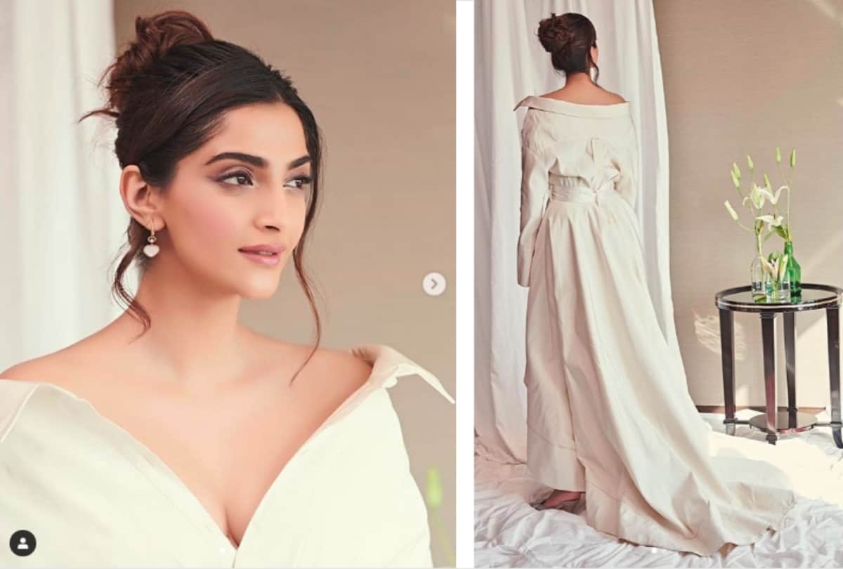 sonam kapoor grab everyones attention with shirt style gown