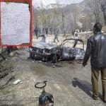 इनसेट में बनिहाल हमले के बाद मिला पत्र