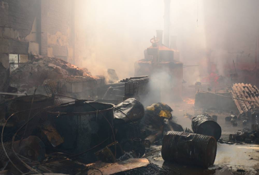 Fired in the godown of paint factory