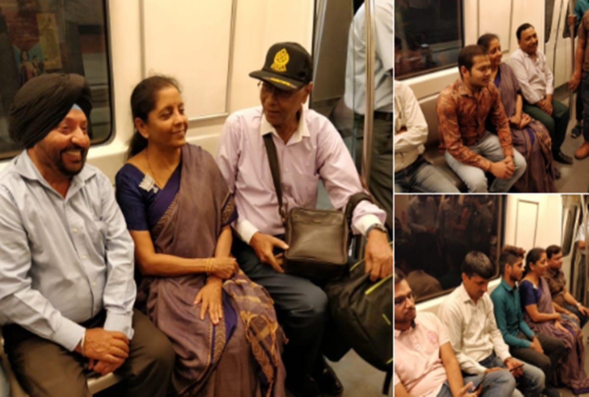Defence Minister Nirmala Sitharaman takes a metro train to attend an event in Gurugram