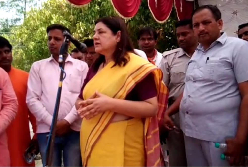 menka gandhi campaigning in sultanpur.