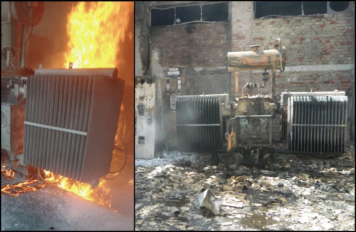 Transformer burn by short circuit in chandauli
