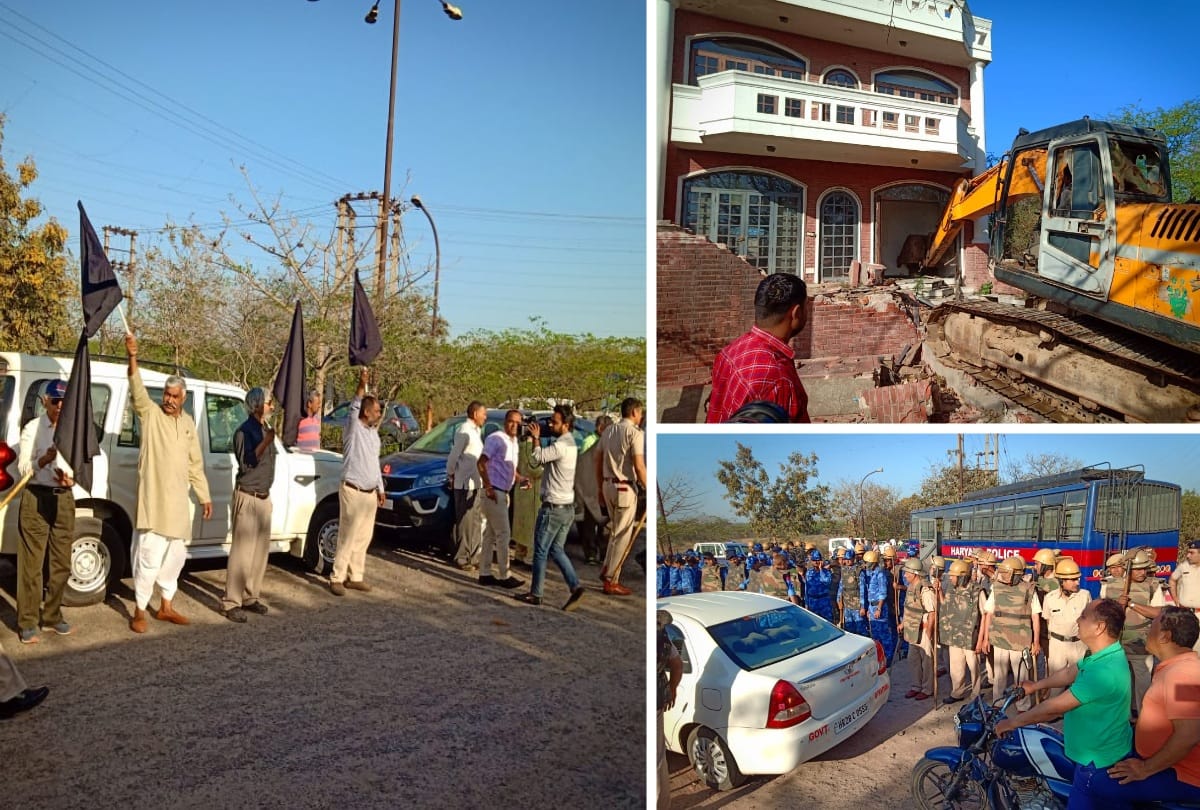 kant enclave 20 residence demolished by faridabad municipal corporation residents show black flags