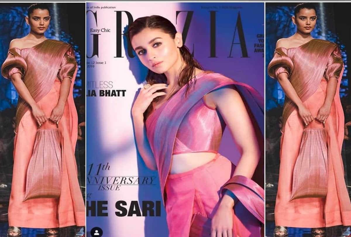 Alia Bhatt look dropdead gorgeous in sculpted metal sari
