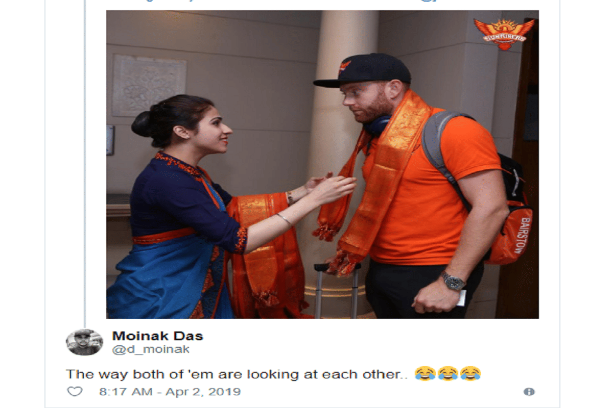 IPL 2019: Picture of Bairstow and hotel staff goes viral as it reminded user about dhoni-sakshi