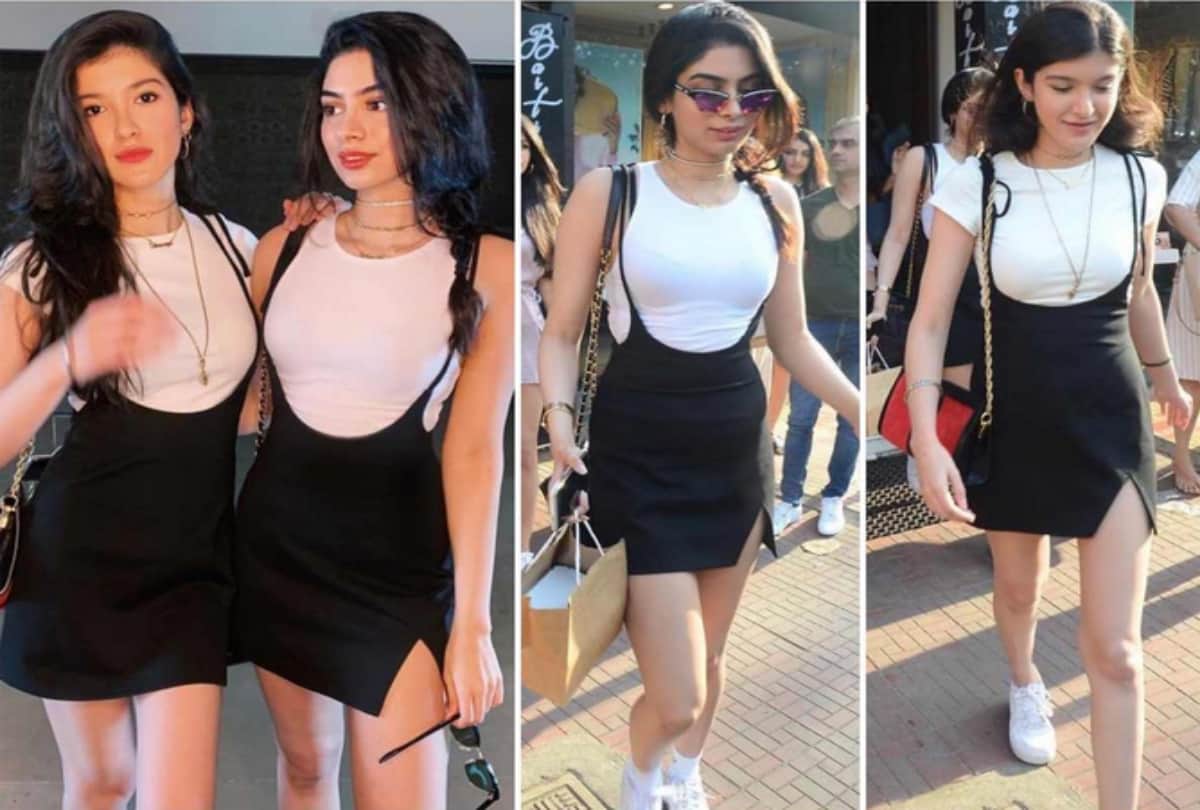 Khushi Kapoor and Shanaya Kapoor twinning in black and white dress
