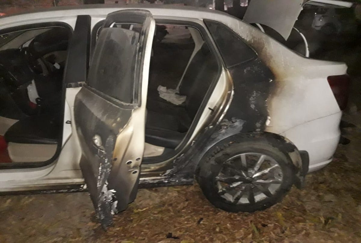 Fire in the car at premises of Circuit House in Varanasi