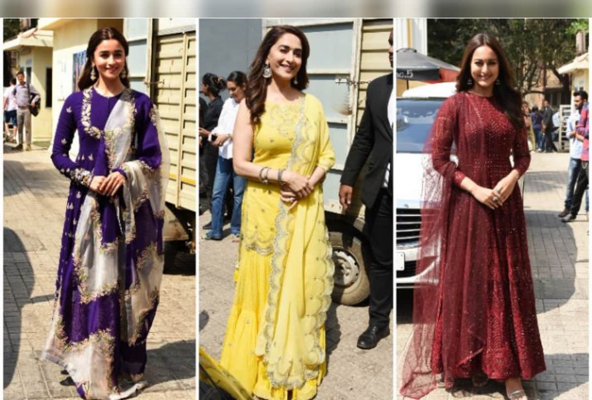 Kalank Trailer Launch Sonakshi Alia and Madhuri look regal in designer summer outfits