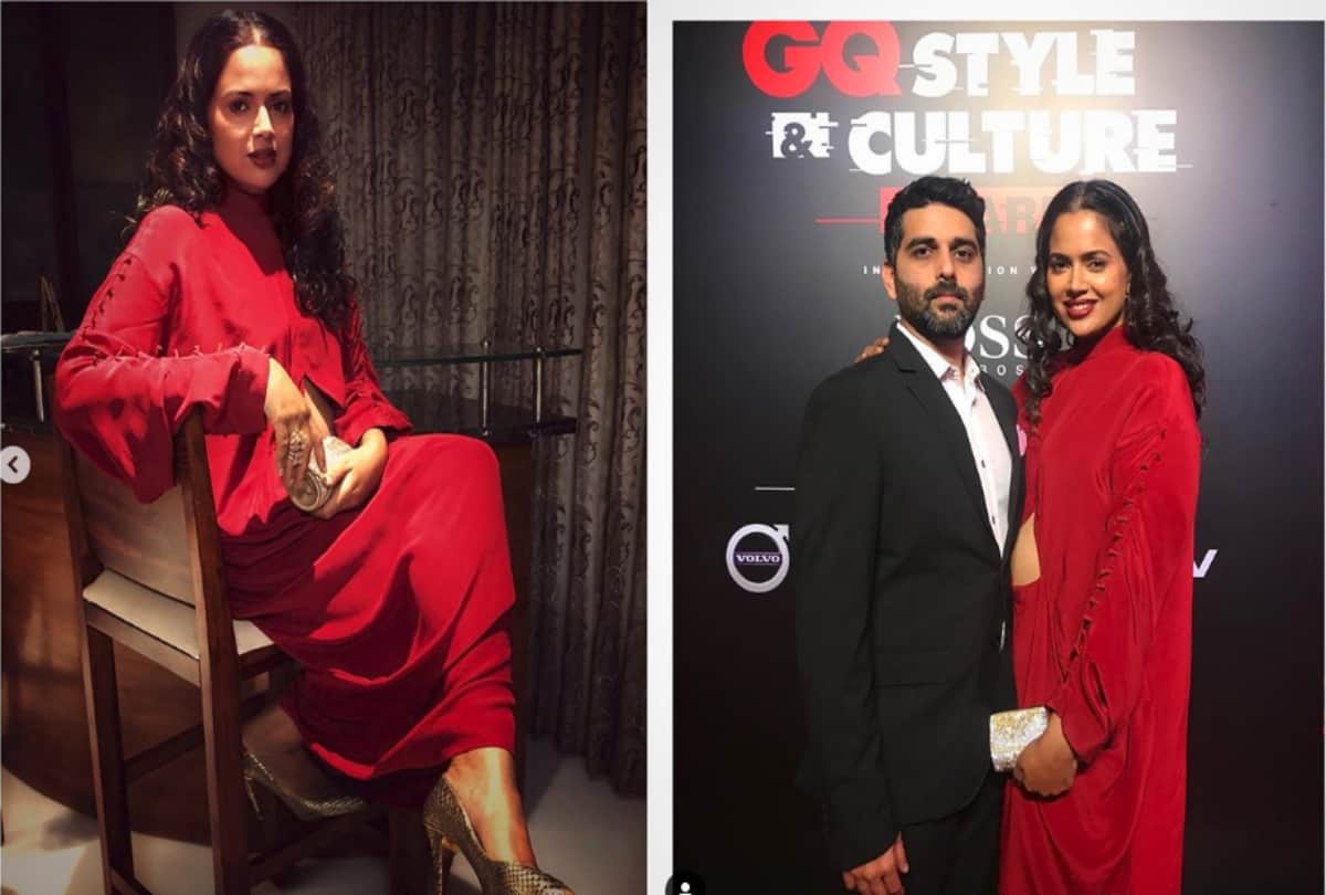 sameera reddy enjoying her pregnancy period in swimming pool photo viral