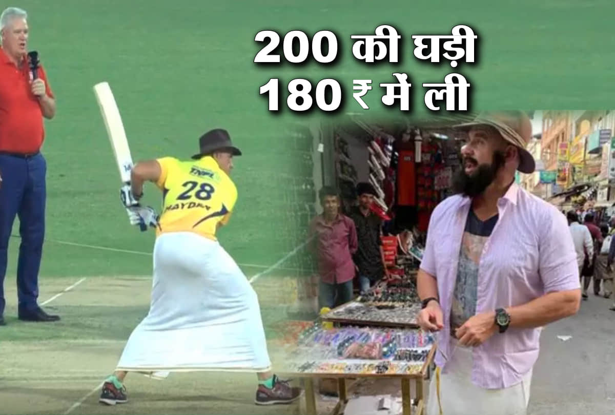 IPL 2019: Matthew Hayden shops around Chennai T Nagar in Lungi and beard