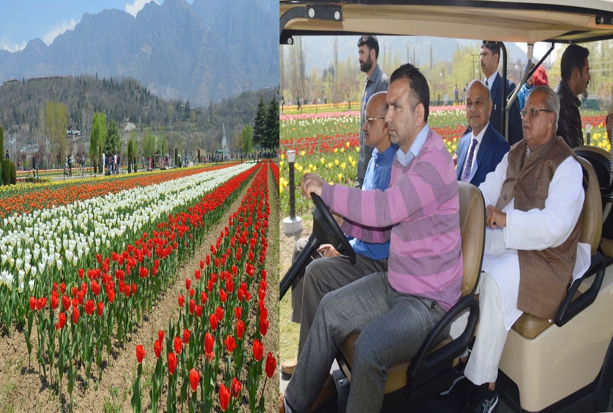Governor Satyapal Malik visits Tulip Garden in Kashmir