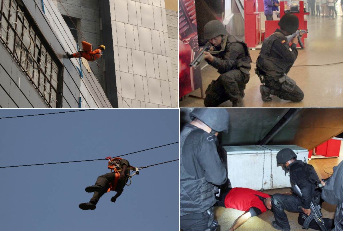 mock drill of police, ATS and NDRF in fun mall in lucknow