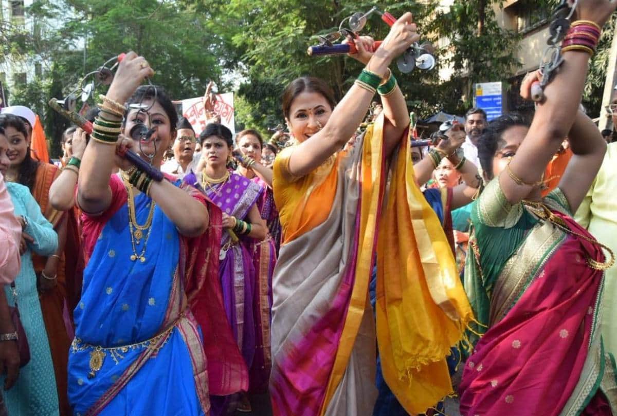 congress candidate urmila matondkar celebrate Gudi Padva at mumbai