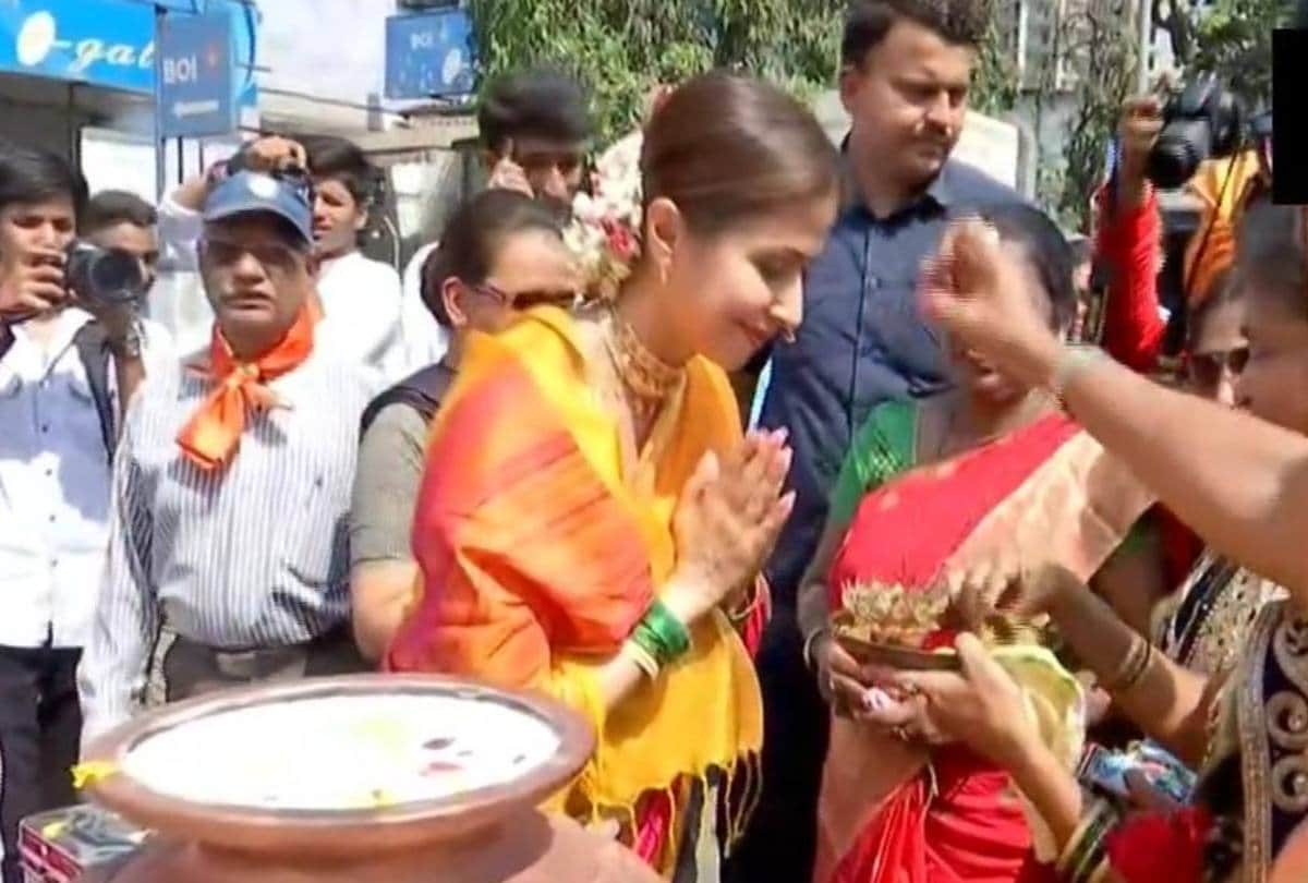 congress candidate urmila matondkar celebrate Gudi Padva at mumbai