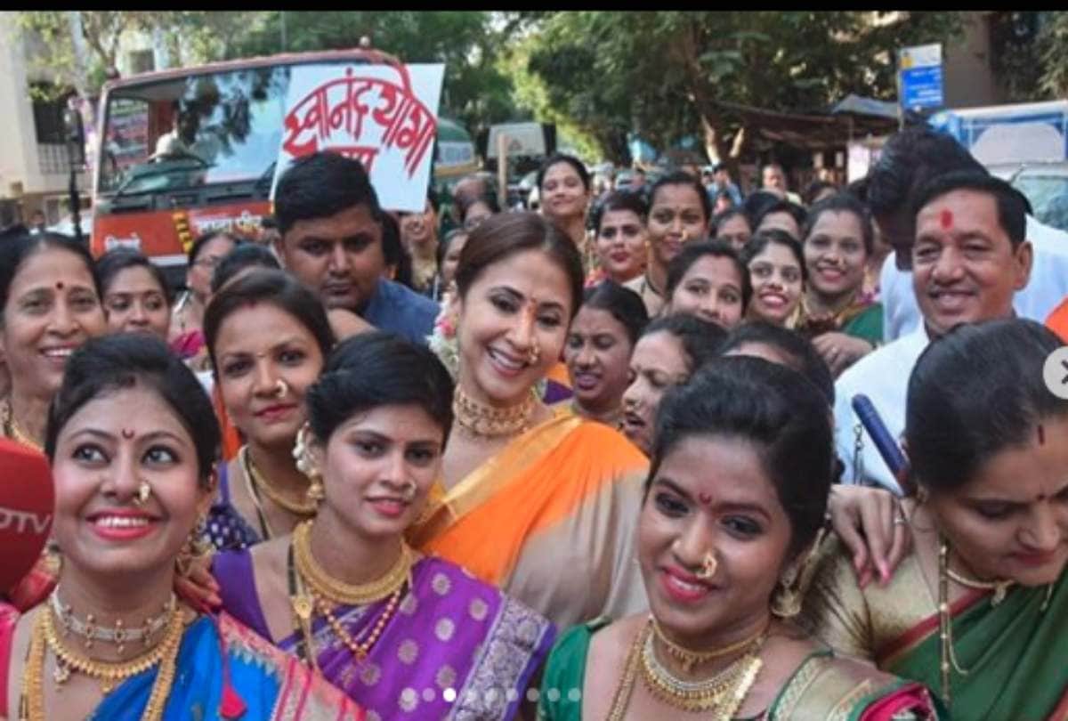 congress candidate urmila matondkar celebrate Gudi Padva at mumbai