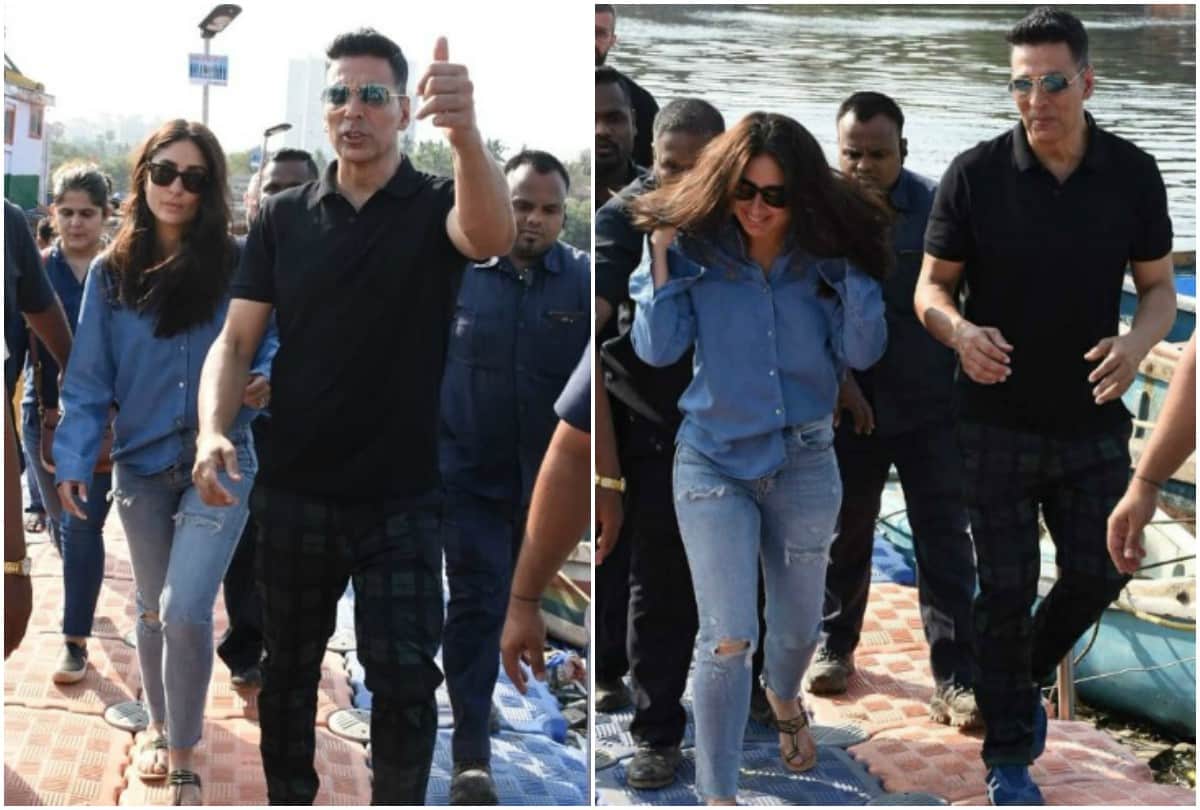 Akshay Kumar Kareena Kapoor Khan spotted together in Madh Island while shooting Good news