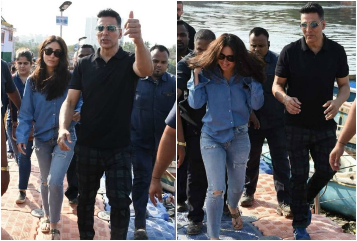 Akshay Kumar Kareena Kapoor Khan spotted together in Madh Island while shooting Good news